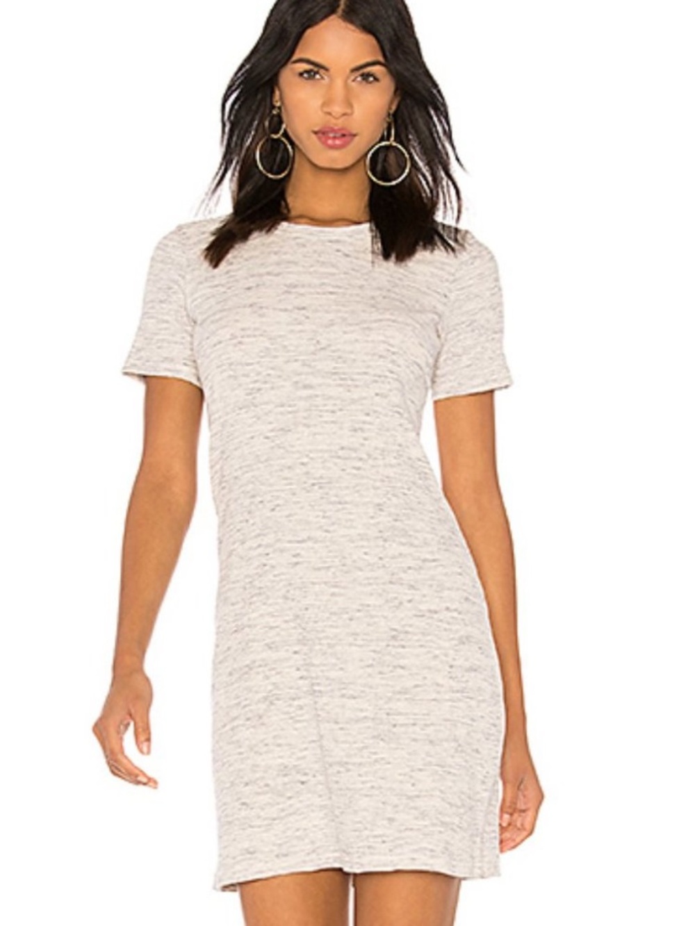 THEORY Cherry B3 Sterling Melange Gray Short Sleeve Rib Knit Mini Dress - M